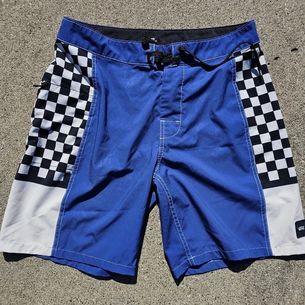 Vans Blue and Black Checkered Men's 18